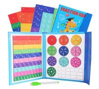 Livre de démonstration de Fractions magnétiques, Ensemble de disques magnétiques avec tuiles de Fractions et aimants for Enfants, Outil pédagogique for l'enseignement à Domicile en Classe.(Dinosaur)