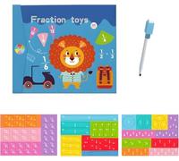 Livre de démonstration de Fractions magnétiques, Ensemble de disques magnétiques avec tuiles de Fractions et aimants for Enfants, Outil pédagogique for l'enseignement à Domicile en Classe.(Lion)