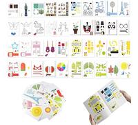 Livre de dessin 3D - 20 feuilles et 40 motifs - Réutilisable - Pochoirs à dessin 3D colorés avec plaque en PVC transparent pour stylo 3D - Pour enfants - Cadeau de peinture - Graffiti