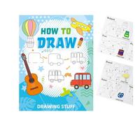 Livre de dessin pour : pages de dessins animés avec leçons de peinture, guide d'activités créatives, livre d'exercices de pratique artistique, pages à colorier d'apprentissage