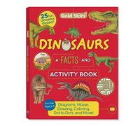 Livre de faits et d'activités sur les dinosaures avec autocollants pour enfants de 5 à 9 ans, comprend des diagrammes, des labyrinthes, des coloriages, des points à pois, des autocollants, etc