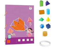Livre De Géométrie 3D À Tirer, Kit d'apprentissage interactif de la géométrie à tirer, livre d'apprentissage de la géométrie 3D à tirer, avec modèles pop-up, comprend 9/12/15 modèles(Purple)
