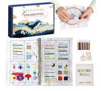 Livre de jeu de broderie 2026 - Accessoires de bricolage portables avec kit d'outils et instructions | Livre d'exercices de broderie pour apprendre l'artisanat créativité activité