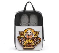 Livre de lecture avec motif fantôme mignon dans un sac à chaussures en forme de tasse à thé floral pour voyage, usage quotidien, sac de rangement anti-poussière pour chaussures de golf