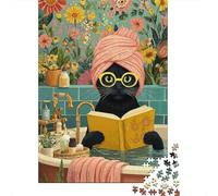 Livre de Lecture de Chat 1000 Pièce S Papier Écologique Puzzle Premium pour Adultes Décompression du Jeu Éducatif Décoration Murale Cadeaux Le 52x38cm/1000pcs