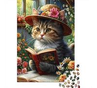 Livre de Lecture de Chat Puzzle 1000 Pièces Adulte -Papier Qualité Supérieure Défi Ludique Cadeau pour Femmes Et Hommes Famille 70x50cm/1000pcs