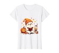 Livre de Lecture fantôme avec Feuilles d'automne pour Halloween T-Shirt Graphique avec Valeur
