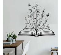 Livre de lecture noir, autocollant mural, abstrait, papillon, bibliothèque scolaire, salle d’étude, famille décoration des chambres des enfants, décalcomanies