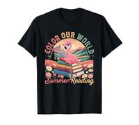 Livre de lecture pour les vacances d'été Colorful Cute Flamingo Bookworm T-Shirt