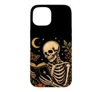 Livre de Lecture Squelette The Reader Gothic Tarot Halloween Coque pour iPhone 15