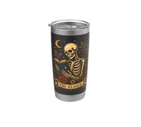 Livre de lecture squelette The Reader Gothic Tarot Halloween Gobelet isotherme en acier inoxydable double paroi