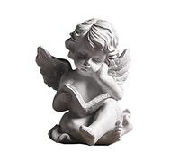 Livre de lecture Statue d'ange ailes de chérubin Statue d'ange Figurine d'intérieur ou d'extérieur Gardien Maison Jardin Sculpture d'ange Statuette d'étagère Collection d'ailes d'ange Statue