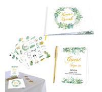 Livre de mariage pour invités à signer, livre d'enregistrement de mariage - 120 pages élégant livre d'or de mariage | Livre d'or photo pour mariée et marié, avec stylo d'enregistrement et 4