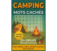 Livre de mots cachés Camping français: 55+ mots cachés en français sur le thème du camping - solutions incluses