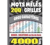 Livre de Mots Mêlés - Gros Caractères - 200 Grilles 4000 Mots - Adultes - Grand Format A4 112 pages