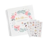 Livre de Naissance Bébé avec 4 Autocollants, 50 Pages Journal de Grossesse, Album Photo Bebe de Première Année pour Coller des Photos et Écrire, Baby Memory Book Idéal comme Cadeau Naissance