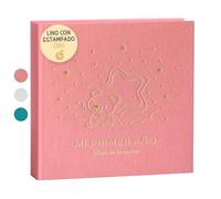 Livre de Naissance Bébé Ma Première Année avec Couverture en Lin naturel et 75 Pages + Autocollants, Livre Souvenir Bébé pour Coller des Photos et Écrire, Album Photo Bebe idéal comme Cadeau Naissance