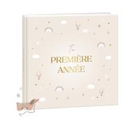 Livre de Naissance Bébé pour conserver ses plus tendres souvenirs | Album bébé 21x21 cm design motif beige couverture rigide papier premium avec empreinte et pages variée