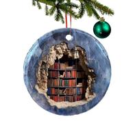 Livre de Noël - Décoration de livres de lecture de 9 cm | Design d'étagère 3D en céramique - Matériau résistant à l'usure | Décoration | Books Club Gift | Décoration d'arbre littéraire