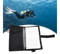Livre de papier d'écriture pour plongée sous-marine avec 50 poches extérieures transparentes, rechargeables, cordon d'attache, marque-page élastique et emplacements pour fournitures d'écriture