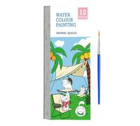 Livre de peinture aquarelle de poche - Kit de coloriage de voyage, livres de coloriage à l'eau | Livre de coloriage à l'eau de voyage, palette de peinture de couleurs fluorescentes métalliques