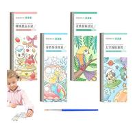 Livre de peinture aquarelle de poche, livre de peinture aquarelle pour enfants - Carnet d'aquarelle portable, livre d'aquarelle compact pour enfants de 4 pièces, livre d'aquarelle de poche avec p