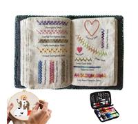 Livre De Points De Broderie Pour Débutants Et Adultes - Livre De co-uture DIY Avec Outil De Fil D'aiguille, Kit De Pratique Réutilisable, Mini Kit De co-uture Portable De Voyage Pour Usage Domestique