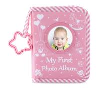 Livre de première année de bébé sur le thème de l ' ours, avec pochettes photo transparentes et anneaux à croquer, album pour bébé en tissu doux