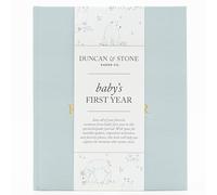 Livre de première année pour bébé (bleu ciel, 112 pages) - Album photo de la première année de bébé de la grossesse à la première année - Journal de nouveau-né - Cadeaux pour les nouvelles mamans