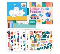 Livre De Puzzles Autocollants | Puzzle 3D Stickers Jeu Éducatif Motricité Fine - Jeux Cérébraux Éducatifs Véhicules Animaux Motricité Fine Cadeau Anniversaire Filles Garçons