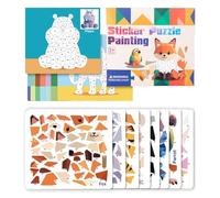 Livre De Puzzles Autocollants | Puzzle 3D Stickers Jeu Éducatif Motricité Fine,Jeux d'apprentissage pour la Motricité Fine avec Véhicules de Dessin Animé Jouets Éducatifs pour Maternelle