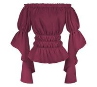 Livre de recettes de plats médiévaux - Costume de cosplay élégant - Dentelle gothique - Robe à épaules dénudées pour fête d'Halloween, banquet de soirée, Yuta Okkotsu Cosplay, Bordeaux, S