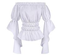 Livre de recettes de plats médiévaux - Costume de cosplay élégant - Dentelle gothique - Robe à épaules dénudées pour fête d'Halloween, banquet de soirée, Yuta Okkotsu Cosplay, Blanc., L