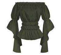 Livre de recettes de plats médiévaux - Costume de cosplay élégant - Dentelle gothique - Robe à épaules dénudées pour fête d'Halloween, banquet de soirée, Yuta Okkotsu Cosplay, Vert foncé., M