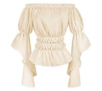Livre de recettes de plats médiévaux - Costume de cosplay élégant - Dentelle gothique - Robe à épaules dénudées pour fête d'Halloween, banquet de soirée, Yuta Okkotsu Cosplay, beige, S