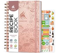 Livre de recettes en spirale Clever Fox - Livre de recettes familiales vierge - Journal de cuisine vide - Organisateur de notes pour écrire des recettes - Moyen (Or rose)