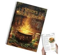Livre de recettes pour Halloween, guide de brassage des sorcières de 21,5 x 14,5 cm, pages de section pour notes, disposition adaptée aux débutants pour la cuisine, la maison, les repas quotidiens