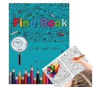 Livre de recherche et de coloriage, livre de coloriage de dessin animé avec personnages - Jouet d'activités interactives amusantes pour et filles pour les vacances, les vacances, la bibliothèque, les