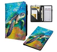 Livre de serveur en cuir avec poche zippée, 7 poches de rangement pour recettes et chèques, porte-stylo, organiseur personnel, portefeuille, pour tablier, tortues de mer dans l'océan