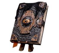 Livre de sorts Grimoire - Décor de sorcellerie mauvais œil fait à la main, art accessoire saisonnier effrayant d’Halloween noir avec des yeux démoniaques | Présentoir décoratif du livre des damnés