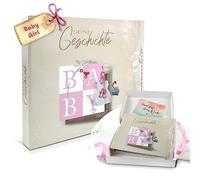 Livre de souvenirs à inscrire et à personnaliser soi-même « Votre histoire » de la naissance à la rentrée des classes Album photo pour bébé fille - Cadeau de naissance pour bébé