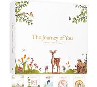 Livre de souvenirs pour bébé fille ou garçon - 5 ans - Souvenir unisexe animal de la forêt pour enregistrer le premier jalon - Album photo neutre - Journal de scrapbooking pour parents - Cadeau de