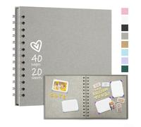 Livre de souvenirs pour mariage et projets de photographie de famille, couverture rigide, album de 40 pages avec reliure rotative pour une utilisation facile (gris clair)