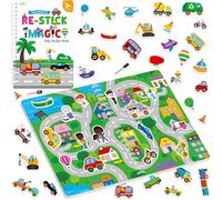 Livre de Stickers en Gel Réutilisable, 53 Stickers de Véhicules Épais, Autocollants en Gel Imperméables, Livre d'Activités Thématique de Transport pour Tout-Petits