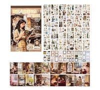 Livre de Stickers Scrapbooking Lecture Vintage, 30 Feuille Autocollants Washi Vintage pour Journaling, 20 Papiers Scrapbooking, Livre Pré-découpé pour Adultes, Projets DIY et Loisirs Créatifs
