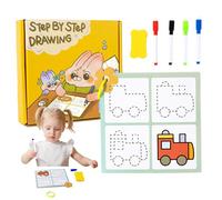 Livre de suivi, livre de contrôle de stylo pour les enfants âgés 3-5 | Facile dessin sec Effacer l'activité livre - Natation Stick figure de peinture papier, dessin livre de travail en et