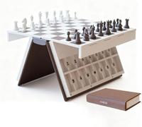 Livre d'échecs imprimé en 3D, boîte d'échecs magnétique alignement Automatique, adapté l'affichage du Bureau Domicile, échiquier Portable et Durable, Jeu d'échecs Compact et Pliable,1PCS