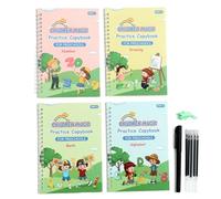 Livre d'écriture rainuré - 4 x carnet de pratique d'écriture rainurée, traçage de lettres rainurées, kit d'apprentissage de la calligraphie, pratique d'écriture dentelée pour la maternelle