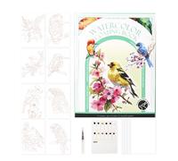 Livre d'entraînement à l'aquarelle : mini peinture à trois volets, 12 pinceaux de couleurs, bloc de cartes postales d'art léger | Kit d'aquarelle créatif portable pour les déplacements, projets