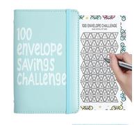 Livre d'épargne - 17,8 x 11 x 2 cm Pap PU | de défi enveloppe | 100 jours de portefeuille pour économiser de l'argent | Budget Planificateur d'enveloppe pour mariages, vacances, événements